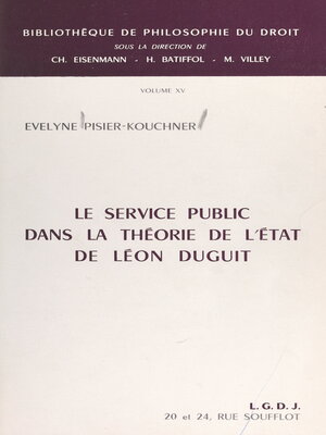 cover image of Le service public dans la théorie de l'État de Léon Duguit